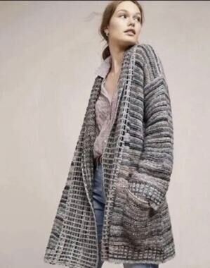 Anthropologie Akemi + Kin Alpaca Knit Cardigan Sweater Gray Made In Italy Size S